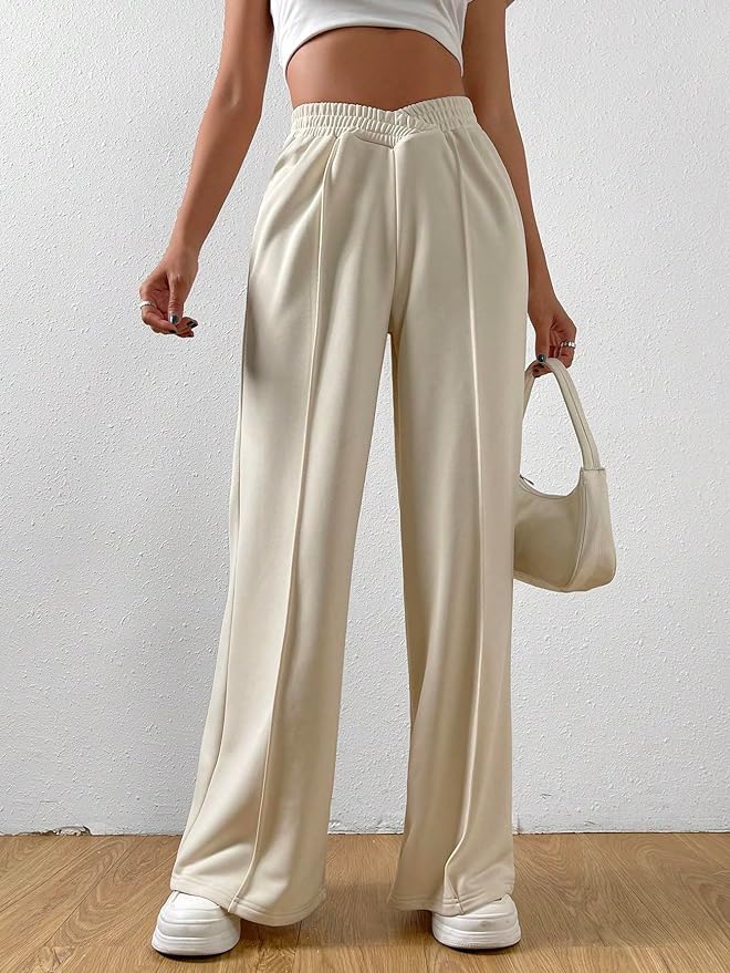Pantalón ancho mujer corte fluido elegante