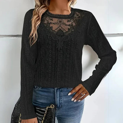 Blusa Encaje Femenina Manga Larga