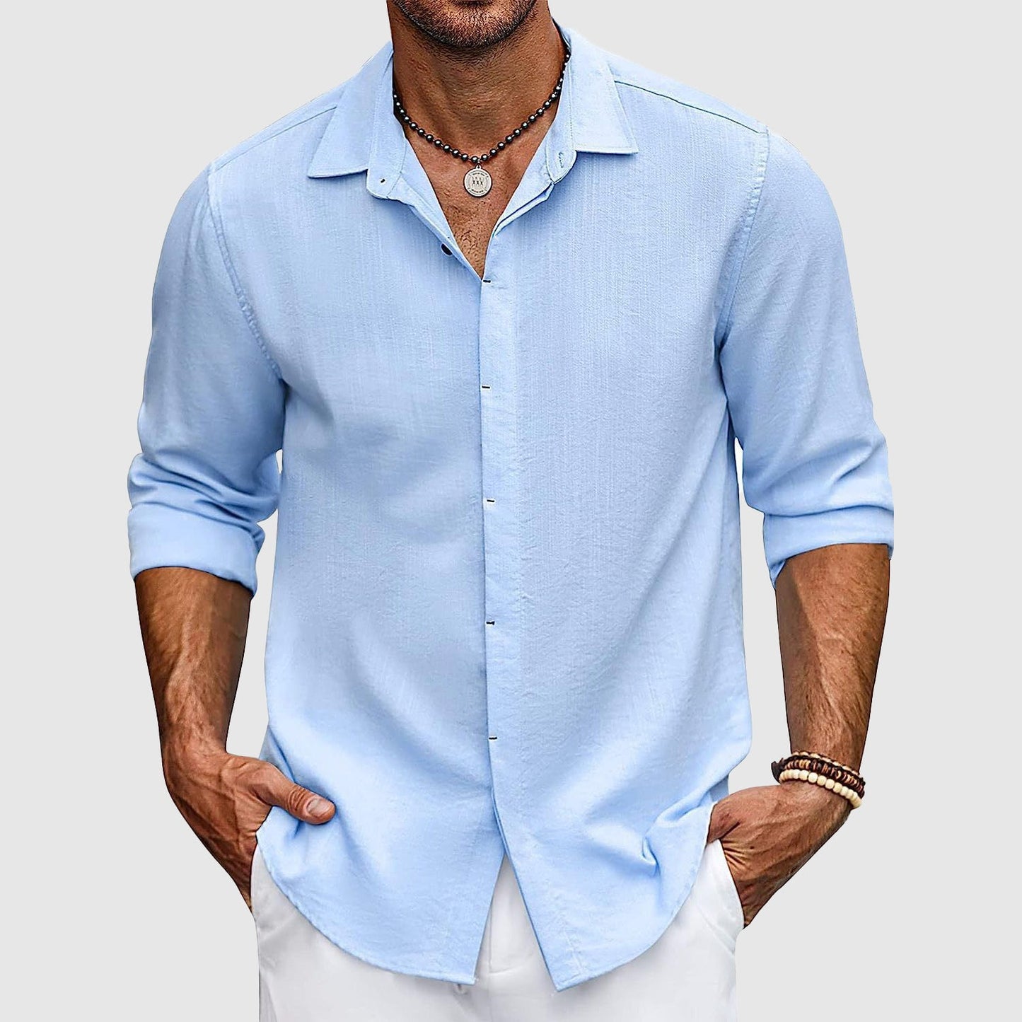 Camisa Lino Hombre Elegante Clásica - Vestiria