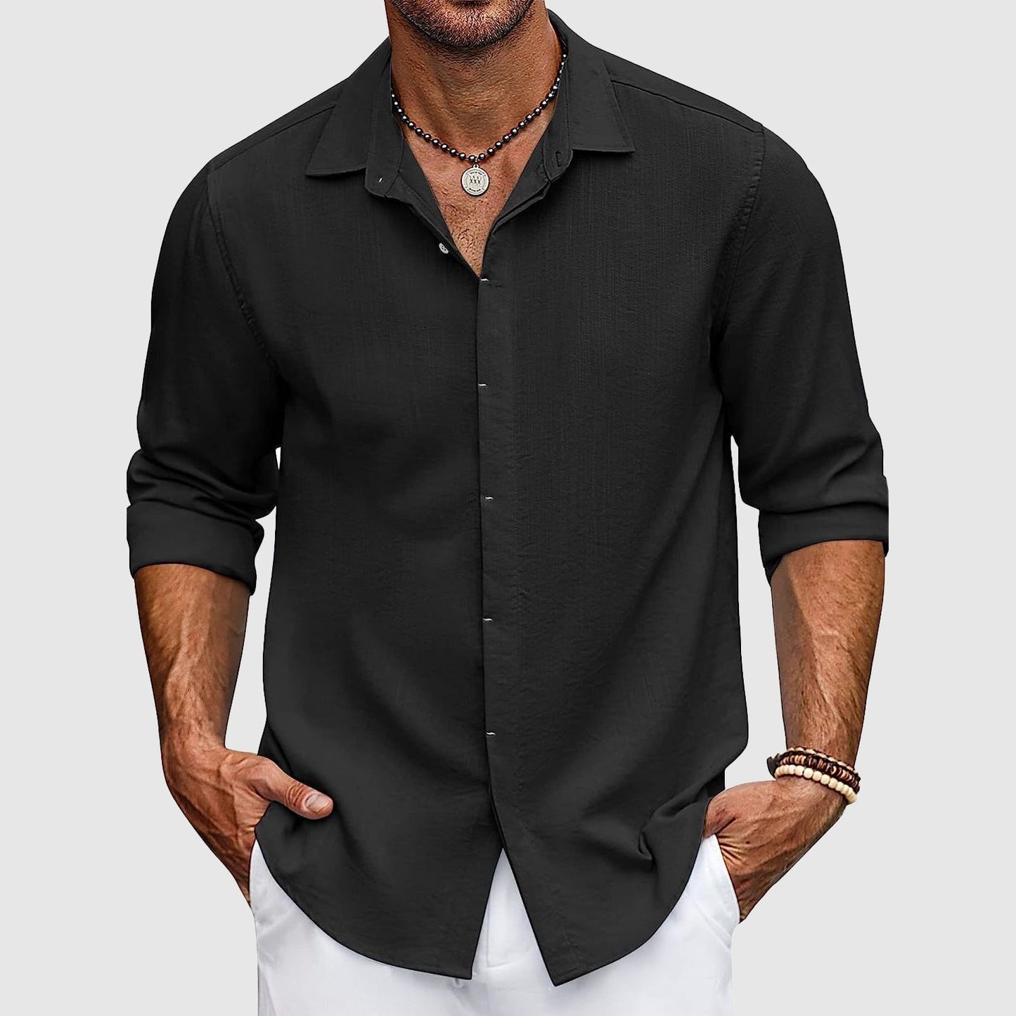 Camisa Lino Hombre Elegante Clásica