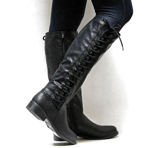 Botas Mujer Altas Cordones Diseño Rústico - Vestiria