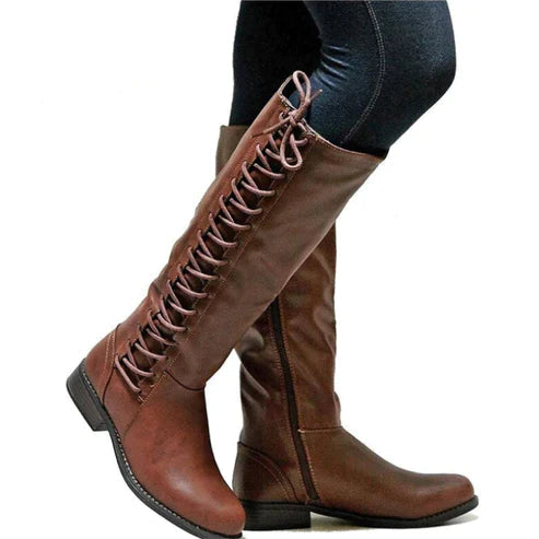 Botas Mujer Altas Cordones Diseño Rústico