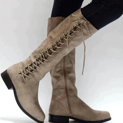 Botas Mujer Altas Cordones Diseño Rústico