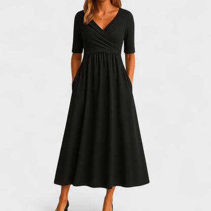 Vestido Mujer Midi Escote Pico Elegante - Vestiria
