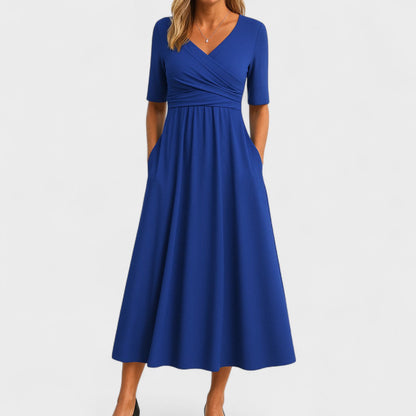 Vestido Mujer Midi Escote Pico Elegante