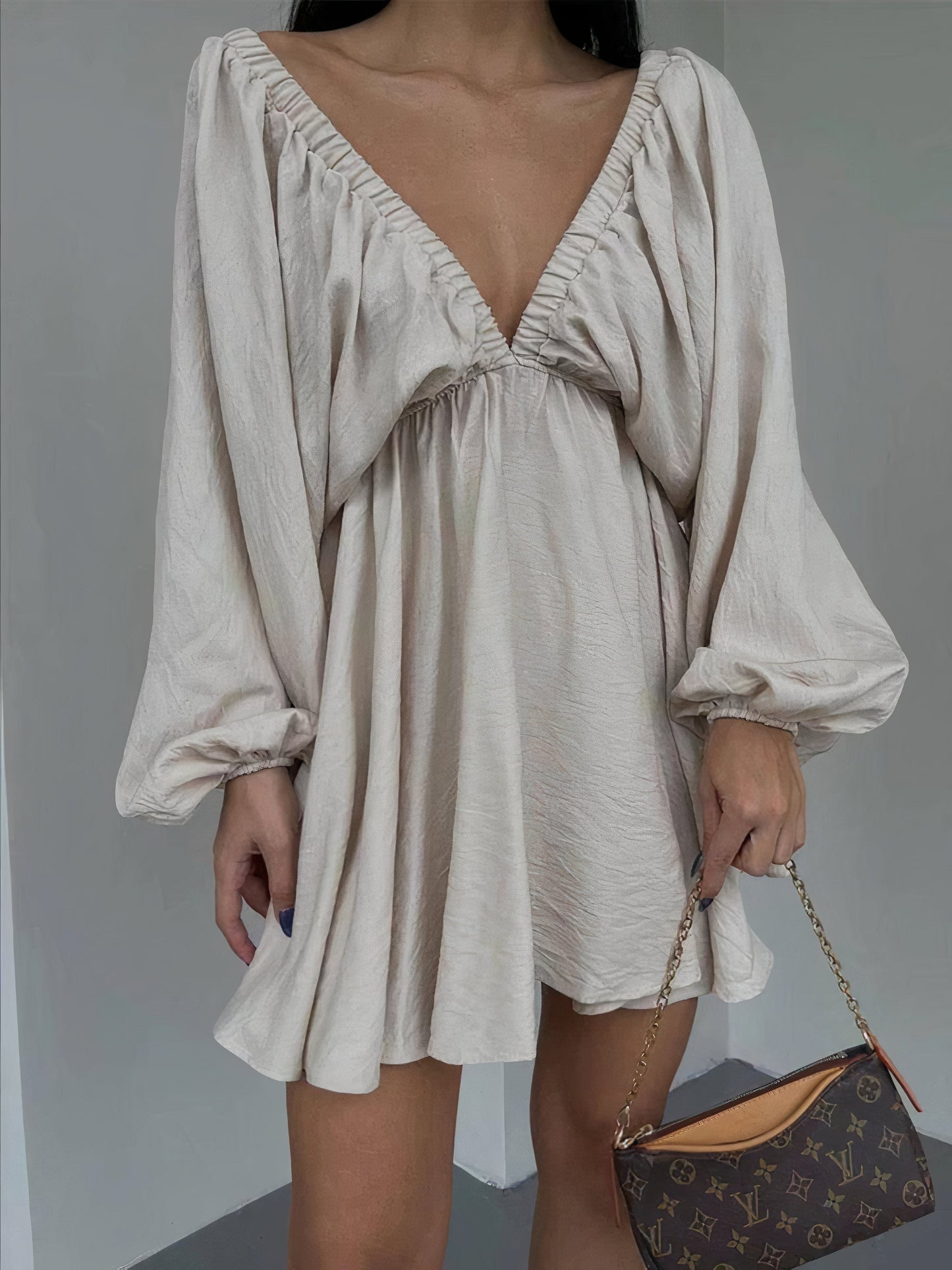 Vestido Mujer Mangas Globosas Elegante - Vestiria