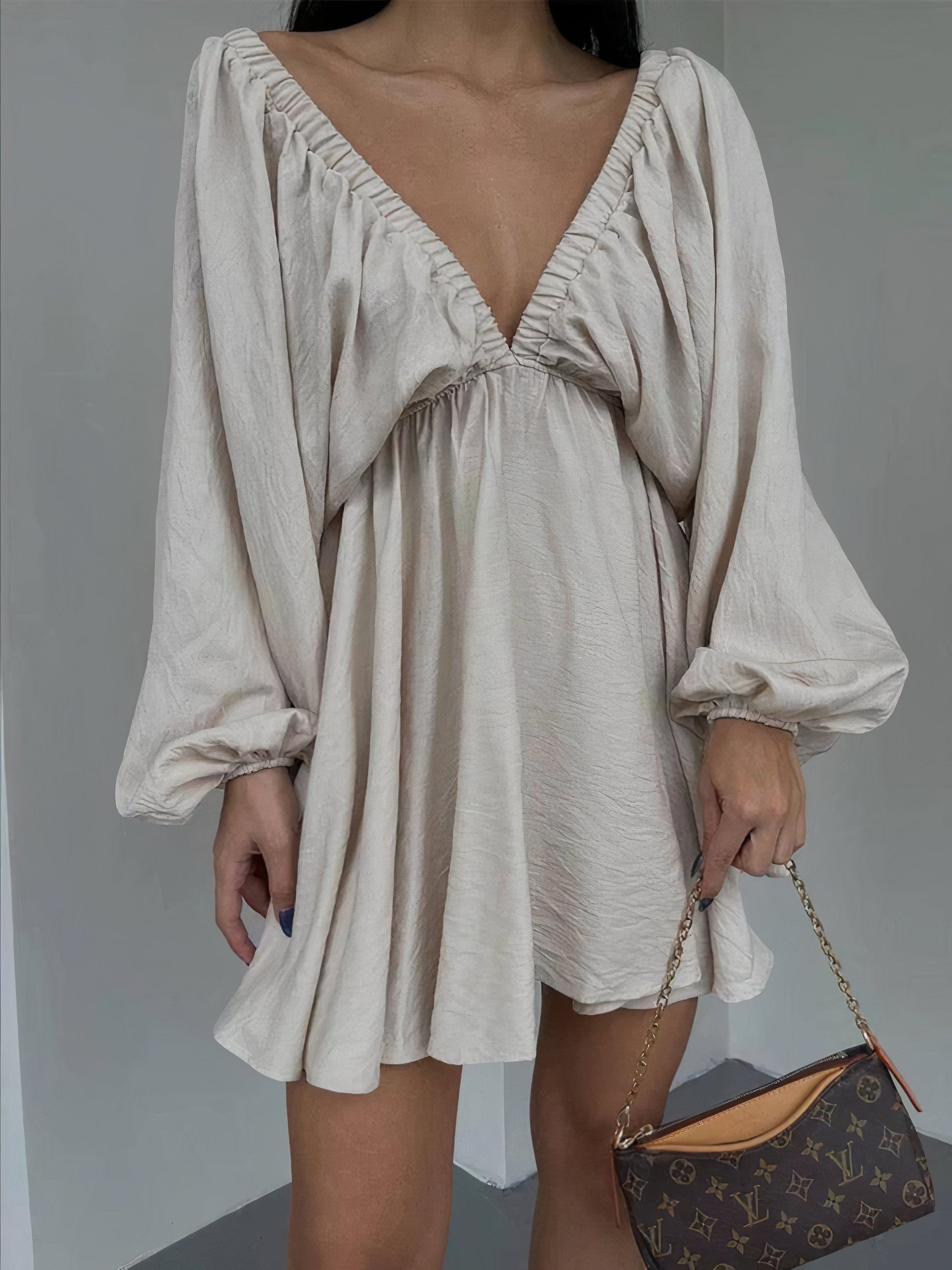 Vestido Mujer Mangas Globosas Elegante - Vestiria
