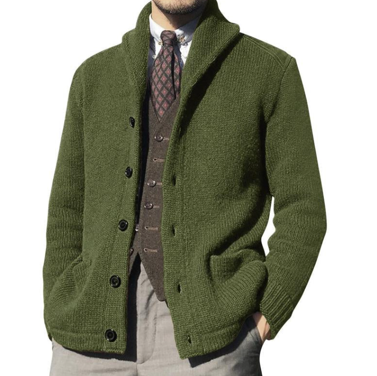 Chaqueta de punto cálido para hombre con cierre