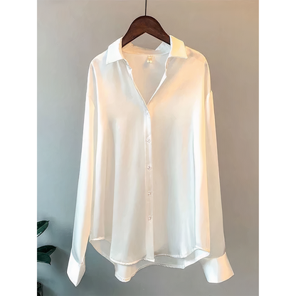 Blusa Satin Elegante Manga Larga - Vestiria