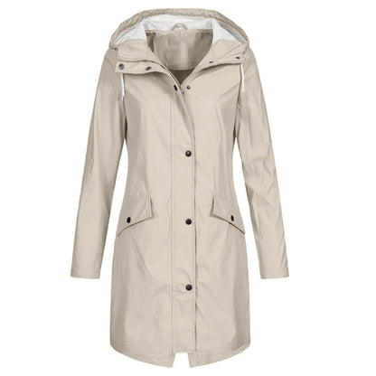 Chaqueta Mujer Impermeable Con Capucha Ajustable