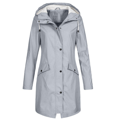 Chaqueta Mujer Impermeable Con Capucha Ajustable