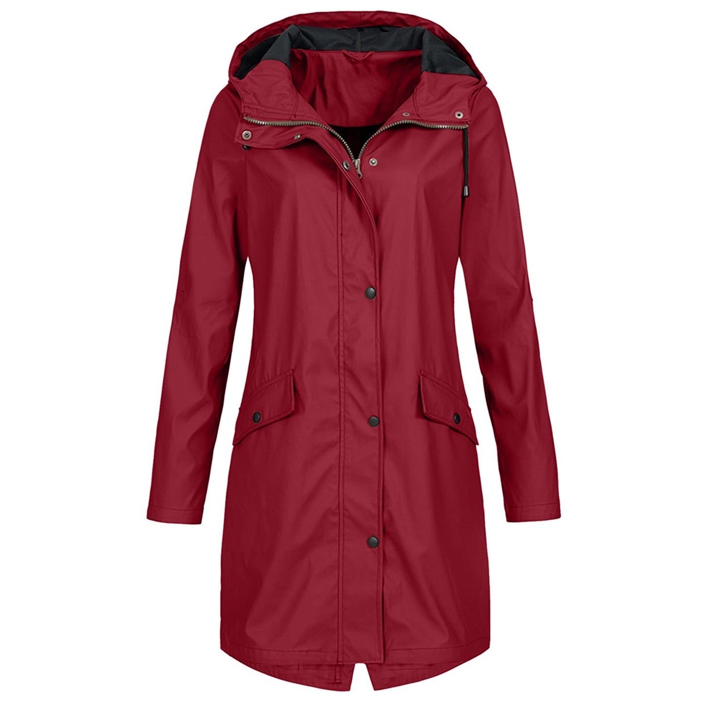 Chaqueta Mujer Impermeable Con Capucha Ajustable