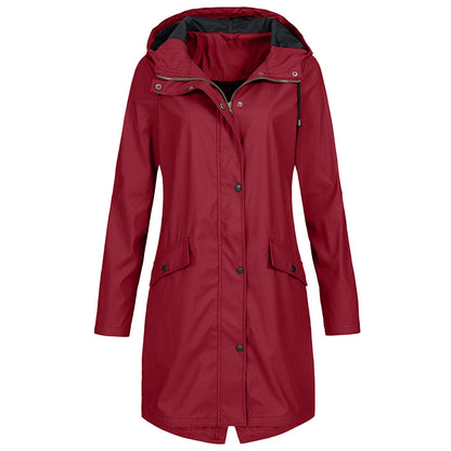 Chaqueta Mujer Impermeable Con Capucha Ajustable