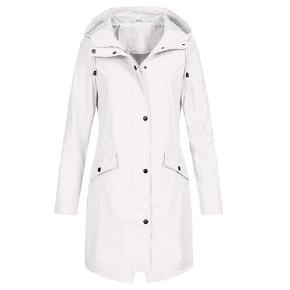 Chaqueta Mujer Impermeable Con Capucha Ajustable