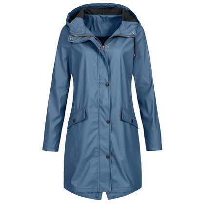 Chaqueta Mujer Impermeable Con Capucha Ajustable
