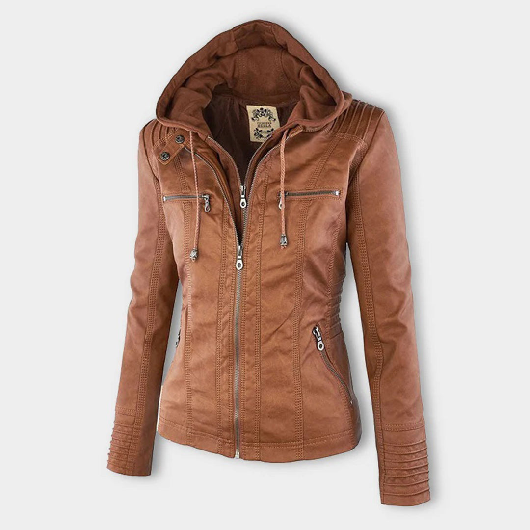 Chaqueta Mujer Imitación Piel con Capucha - Vestiria