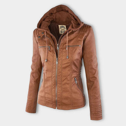 Chaqueta Mujer Imitación Piel con Capucha - Vestiria