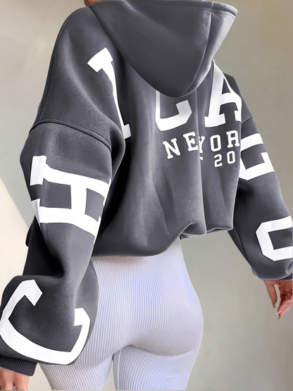 Sudadera Grande con Capucha Estampada