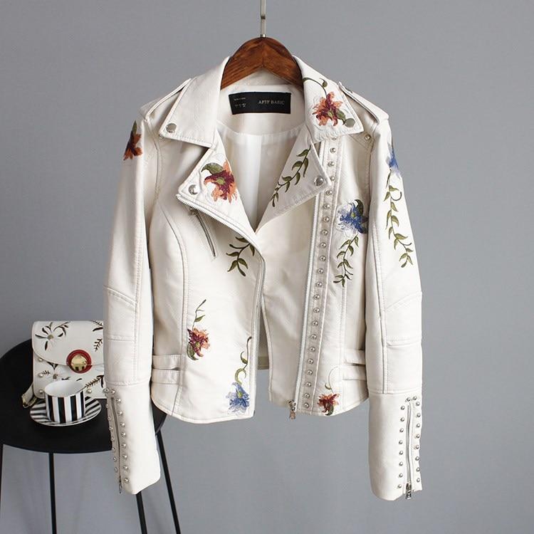 Chaqueta Mujer Cuero Floral Estilo Boho