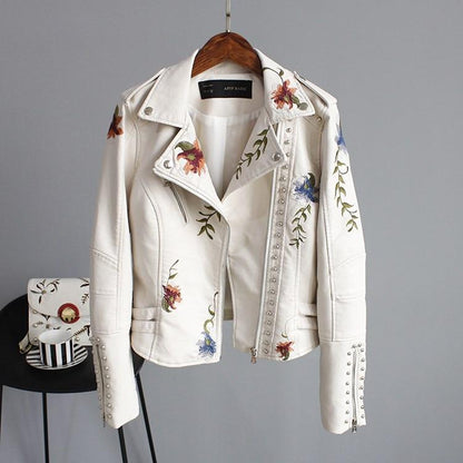 Chaqueta Mujer Cuero Floral Estilo Boho