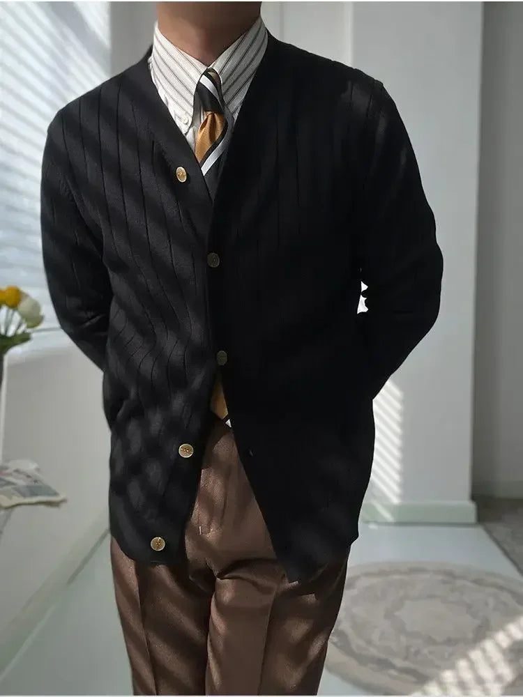 Chaqueta de punto hombre cuello V elegante - Vestiria