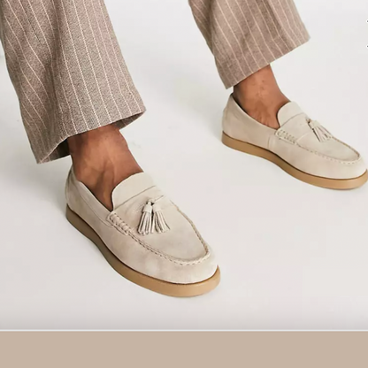 Mocasines Hombre Cuero Beige Clásicos