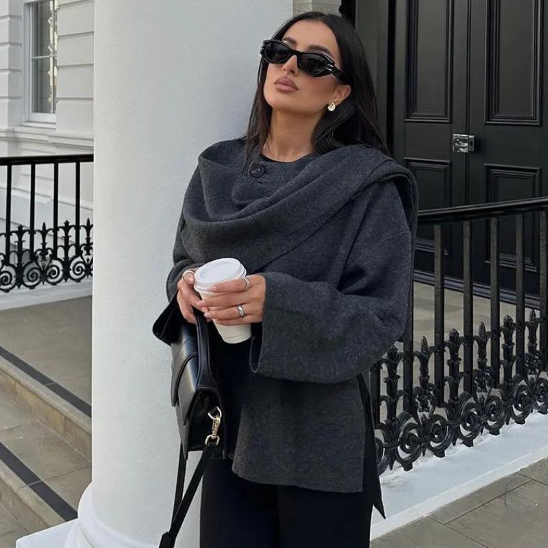 Cárdigan Mujer con Botones y Bufanda Cuello - Vestiria
