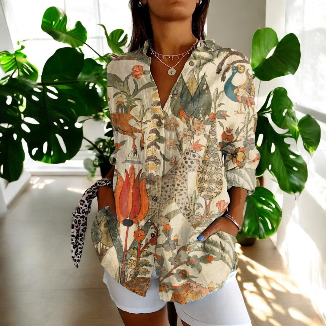 Blusa ligera con botones y corte cómodo mujer