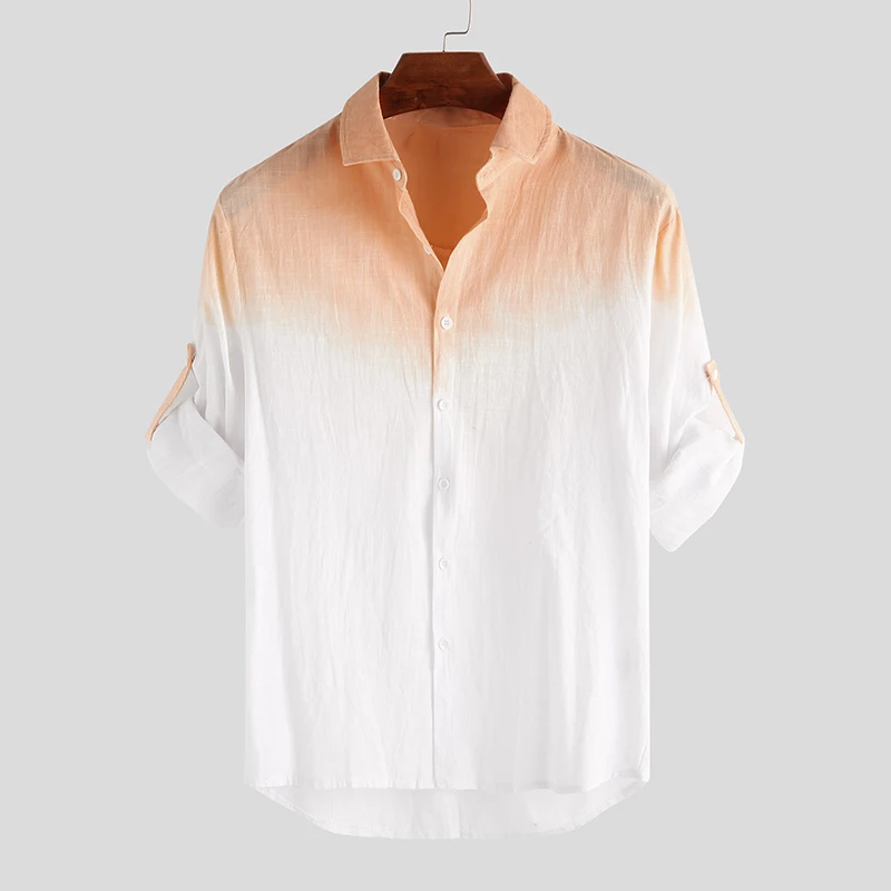 Camisa Lino Elegante Estampado Degradado