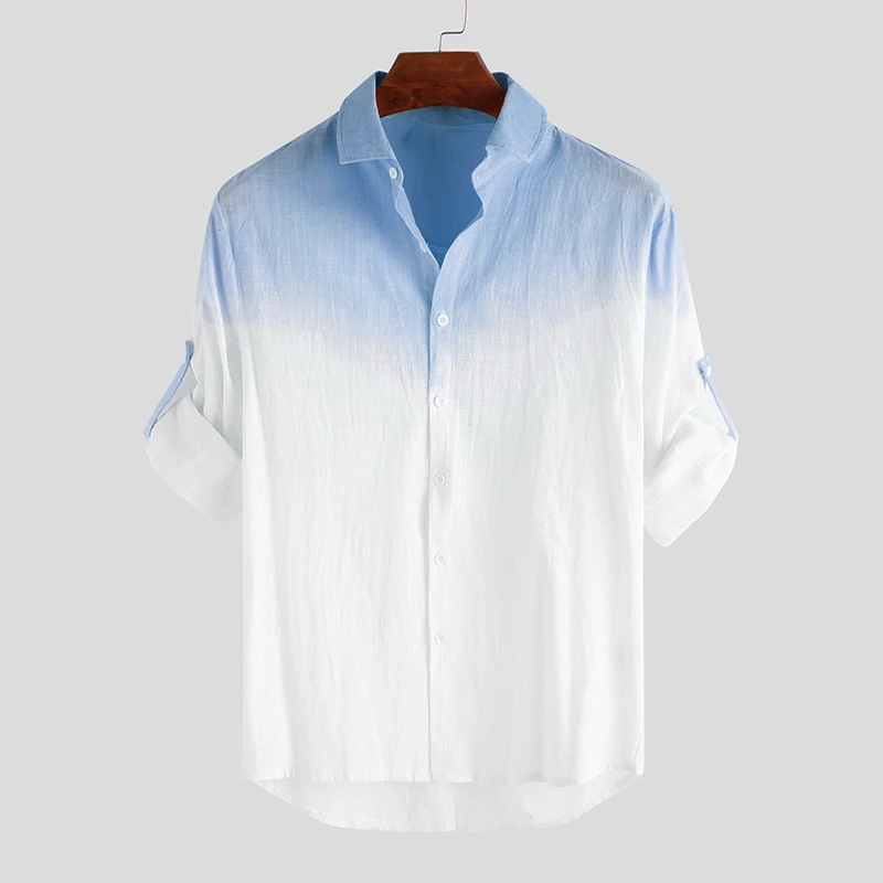 Camisa Lino Elegante Estampado Degradado