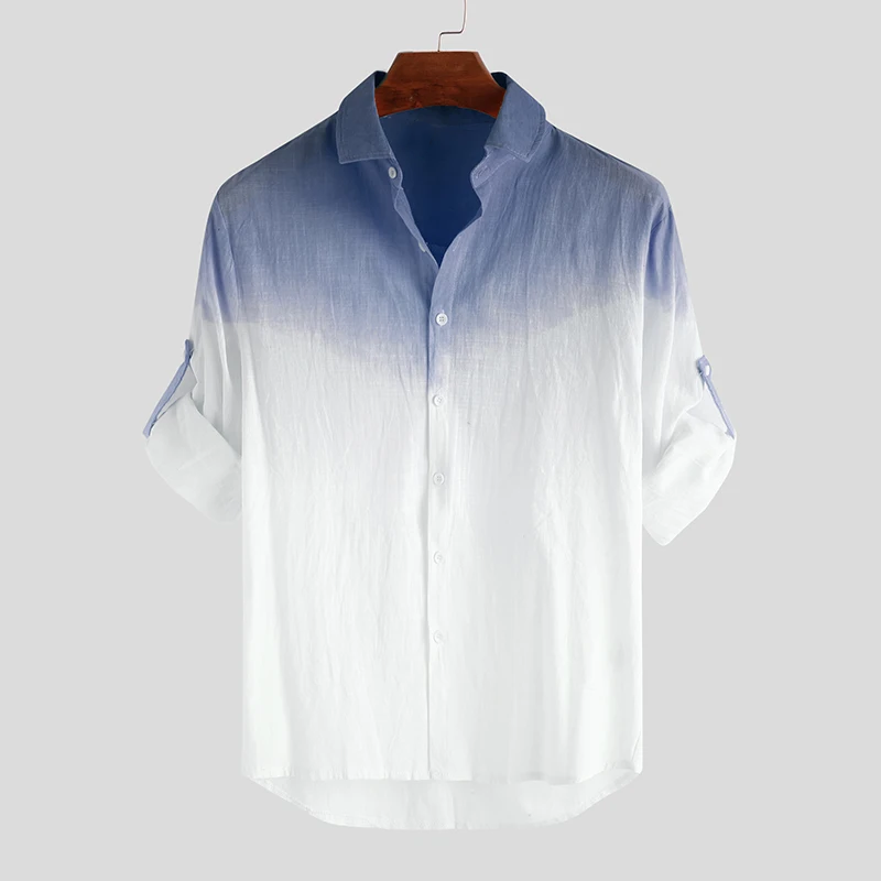 Camisa Lino Elegante Estampado Degradado - Vestiria