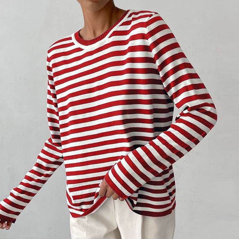 Blusa Mujer Rayada Elegante Manga Larga