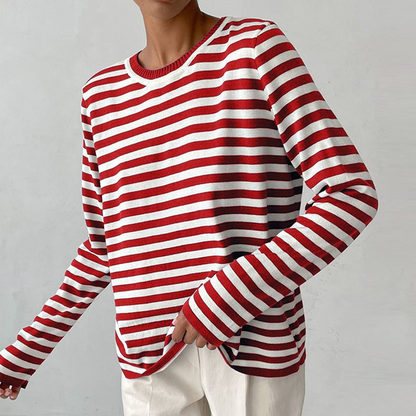 Blusa Mujer Rayada Elegante Manga Larga