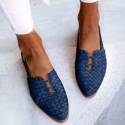 Sandalias Cuero Trenzado Manual Mujer