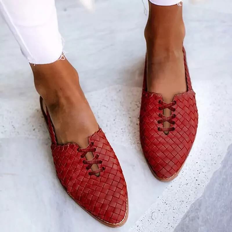 Sandalias Cuero Trenzado Manual Mujer
