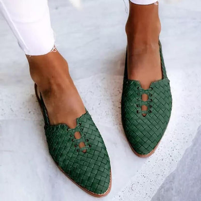Sandalias Cuero Trenzado Manual Mujer