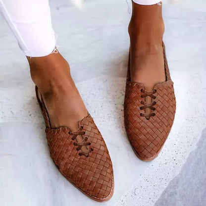 Sandalias Cuero Trenzado Manual Mujer