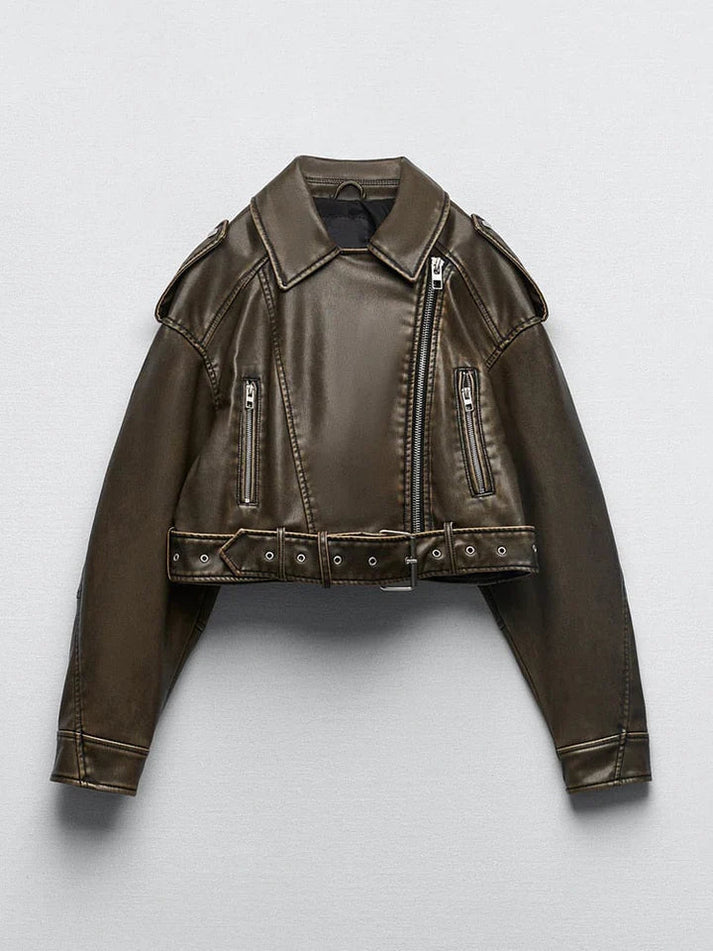 Chaqueta cuero clásica mujer - Vestiria