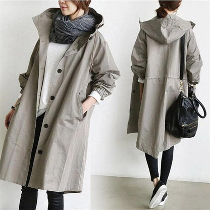 Chaquetón impermeable mujer con capucha moda