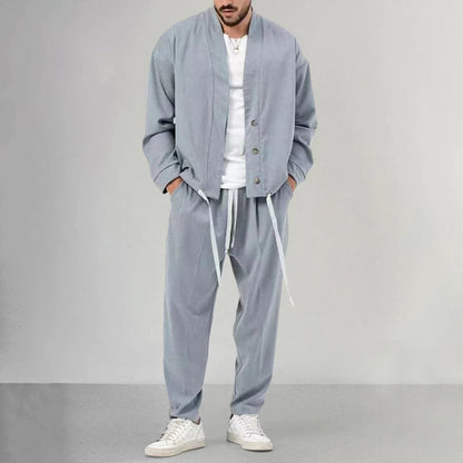 Traje Hombre Cárdigan Pantalón Cómodo