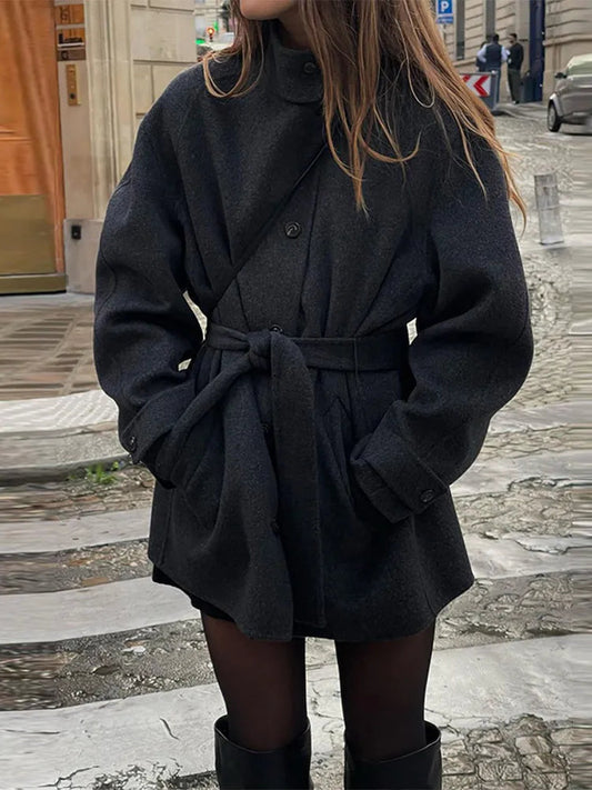 Abrigo Mujer Invierno Corto Cinturón Alto - Vestiria