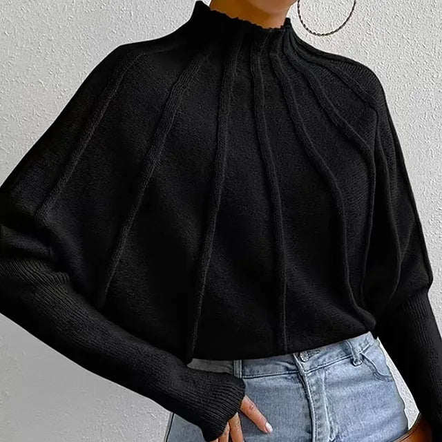 Jersey Cuello Alto Pliegues Elegantes Mujer