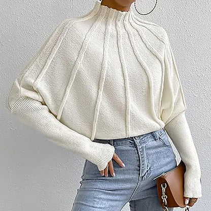 Jersey Cuello Alto Pliegues Elegantes Mujer