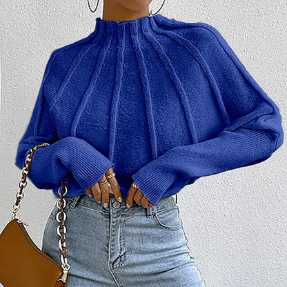 Jersey Cuello Alto Pliegues Elegantes Mujer