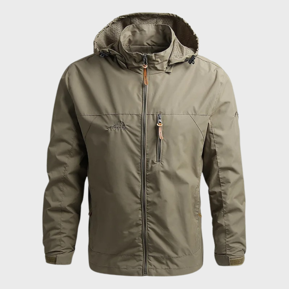 Chaqueta de agua resistente cuello alto hombre