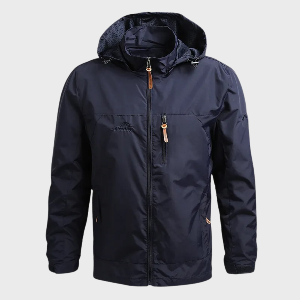 Chaqueta de agua resistente cuello alto hombre