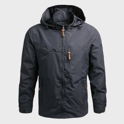 Chaqueta de agua resistente cuello alto hombre