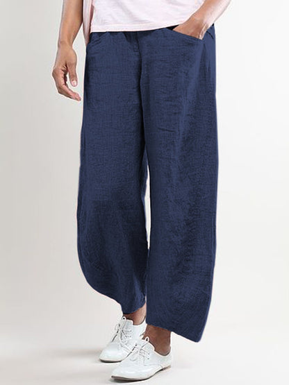 Pantalón Lino Hombre Clásico Bolsillos