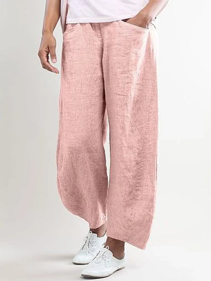 Pantalón Lino Hombre Clásico Bolsillos