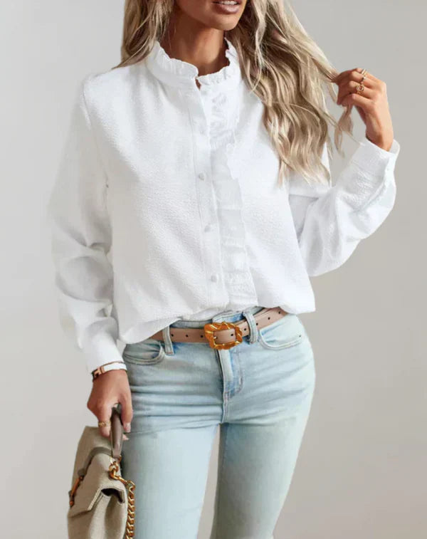 Blusa de Mujer con Volantes y Mangas Largas